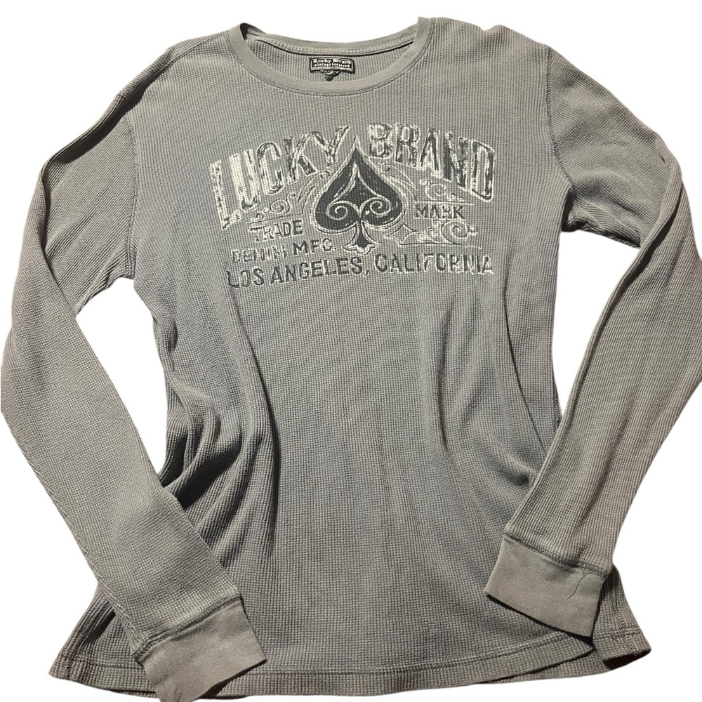 Lucky Brand Heather Gray Waffle Knit Top